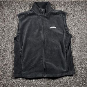 Columbia Fleece Vest Mens XXL Black Zip-Up Outdoor Hiking Layer Soft